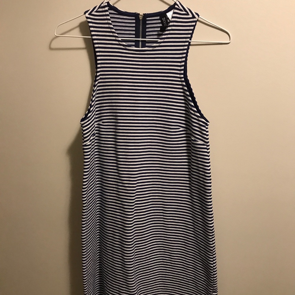 Blue and white striped summer dress